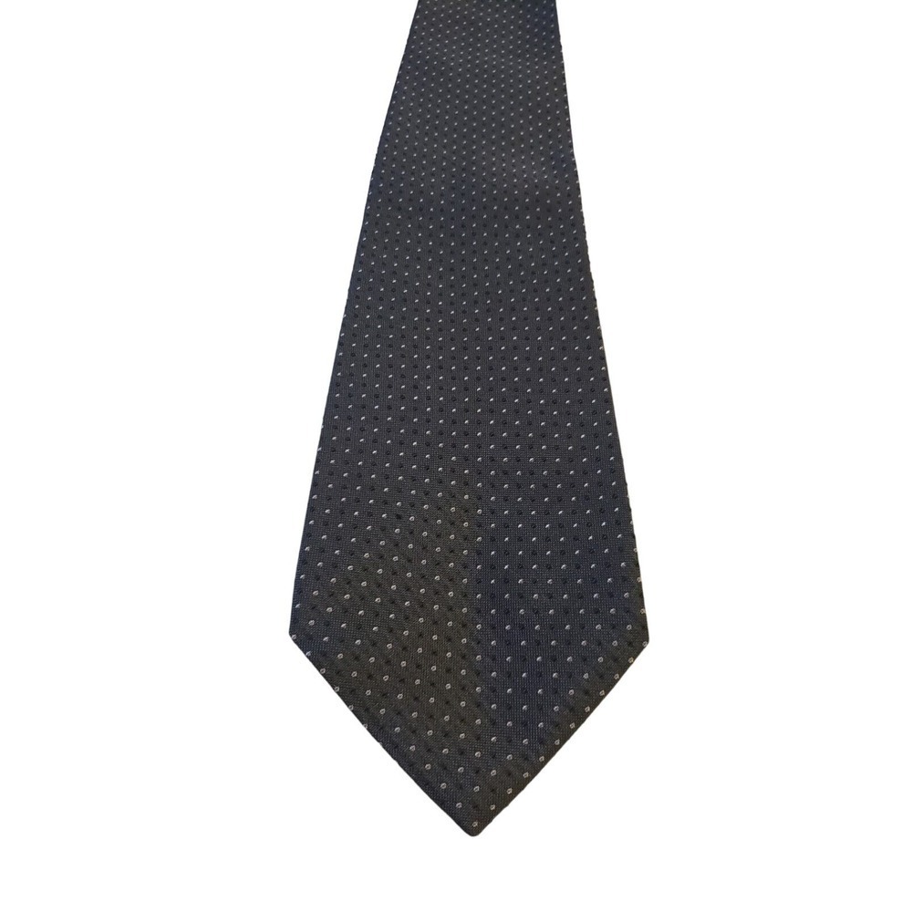 Banana Republic Mens Tie Necktie Dark Green White Micro Dot Silk Classic Length